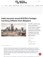 India secures record $127B in foreign-currency inflows from diaspora