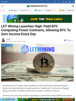 LET Mining Launches High-Yield BTC Computing Power Contracts, Allowing BTC To Earn Income Every Day