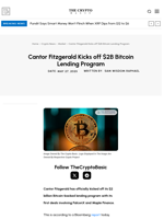 Cantor Fitzgerald Kicks off $2B Bitcoin Lending Program