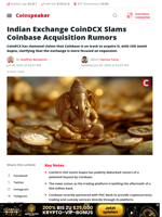 Indian Exchange CoinDCX Slams Coinbase Acquisition Rumors - Coinspeaker
