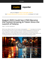 August 2025 Could See LYNO Become the Fastest-Growing AI Token Since the Launch of Solana