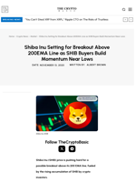 Shiba Inu Setting for Breakout Above 200EMA Line as SHIB Buyers Build Momentum Near Lows