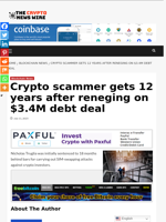 Crypto scammer gets 12 years after reneging on $3.4M debt deal - The Crypto News Wire