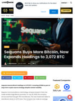 Sequans Buys More Bitcoin, Now Expands Holdings to 3,072 BTC | Live Bitcoin News