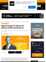Nigel Farage To Speak At Bitcoin 2025 Conference