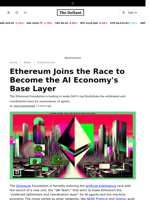Ethereum Joins the Race to Become the AI Economy's Base Layer  - 