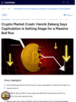 Crypto Market Crash: Henrik Zeberg Says Capitulation Is Setting Stage for a Massive Bull Run