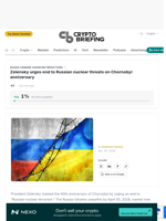 Zelensky urges end to Russian nuclear threats on Chornobyl anniversary