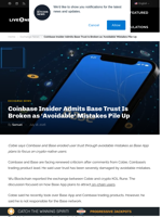 Coinbase Insider Admits Base Trust Is Broken as ‘Avoidable’ Mistakes Pile Up | Live Bitcoin News