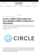 Circle's USDC Gains Approval from ADGM's FSRA to Operate in Abu Dhabi - 