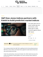 S&P Dow Jones Indices partners with Kalshi to build prediction market indices