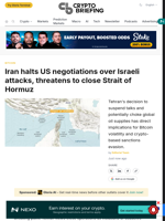 Iran halts US negotiations over Israeli attacks, threatens to close Strait of Hormuz