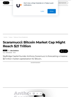 Scaramucci: Bitcoin Market Cap Might Reach $21 Trillion - U.Today