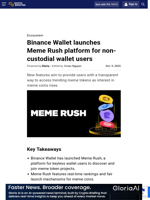 Binance Wallet launches Meme Rush platform for non-custodial wallet users
