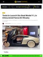 Tesla to Launch Six-Seat Model Y L in China Amid Fierce EV Rivalry - CoinCentral