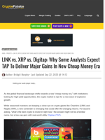 LINK vs. XRP vs. Digitap: Why Some Analysts Expect TAP To Deliver Major Gains In New Cheap Money Era