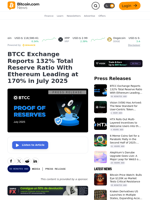 BTCC Exchange Reports 132% Total Reserve Ratio With Ethereum Leading at 170% in July 2025 – Press release Bitcoin News
