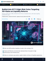 Bullish Into Q1? 5 High-Risk Coins Targeting 50+Gains as Liquidity Returns