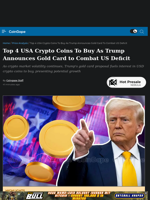 Top 4 USA Crypto Coins To Buy As Trump Announces Gold Card to Combat US Deficit