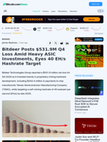 Bitdeer Posts $531.9M Q4 Loss Amid Heavy ASIC Investments, Eyes 40 EH/s Hashrate Target   – Mining Bitcoin News