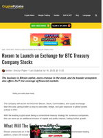 Roxom to Launch an Exchange for BTC Treasury Company Stocks