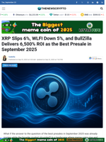 XRP Slips 6%, WLFI Down 5%, and BullZilla Delivers 6,500% ROI as the Best Presale in September 2025