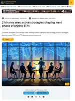 21shares Says Active Products Are Next Phase for Crypto ETPs