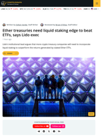 DATs Need Liquid Staking to Outperform ETH Staking ETFs: Lido Exec