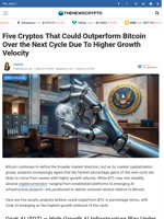 Five Cryptos That Could Outperform Bitcoin Over the Next Cycle Due To Higher Growth Velocity - TheNewsCrypto