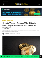 Crypto Weekly Recap: Why Bitcoin Fell, Ledger Hack and MSCI Risk for Strategy - CoinCentral