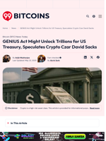 GENIUS Act To Unlock Trillions for U.S. Treasury Says David Sacks