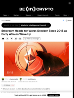 Ethereum Heads for Worst October Since 2018 as Early Whales Wake Up