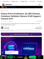 Solana Price Prediction: $2.25B Volume, Coinbase Validator Boosts $140 Support Toward $151