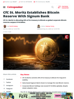 CfC St. Moritz Establishes Bitcoin Reserve With Signum Bank - Coinspeaker