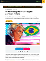 US Targets Brazil’s Pix System As BRICS Pushes To Ditch The Dollar