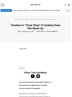 Timeline to “Close Shop” if Cardano Does Not Move Up