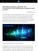 Mine Bitcoin anytime, anywhere! The PioneerHash Cloud Mining App is taking the world by storm - Visionary Financial