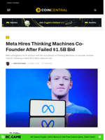 Meta Hires Thinking Machines Co-Founder After Failed $1.5B Bid - CoinCentral
