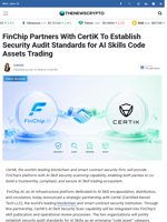 FinChip Partners With CertiK To Establish Security Audit Standards for AI Skills Code Assets Trading - TheNewsCrypto