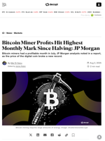 Bitcoin Miner Profits Hit Highest Monthly Mark Since Halving: JP Morgan - Decrypt