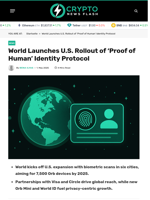 World Launches U.S. Rollout of ‘Proof of Human’ Identity Protocol - Crypto News Flash