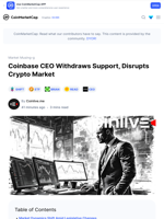 Coinbase CEO Withdraws Support, Disrupts Crypto Market: Guest Post by Coinlive.me | CoinMarketCap