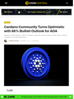 Cardano Community Turns Optimistic with 88% Bullish Outlook for ADA - CoinCentral