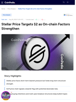 Stellar Price Targets $2 as On-chain Factors Strengthen