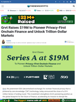 Grvt Raises $19M to Pioneer Privacy-First Onchain Finance and Unlock Trillion-Dollar Markets