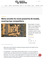 Meta unveils its most powerful AI model, nearing top competitors