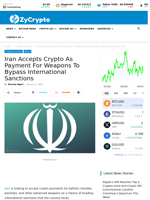 Iran Accepts Crypto As Payment For Weapons To Bypass International Sanctions ⋆ ZyCrypto