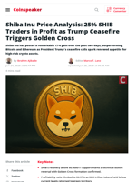 25% SHIB Traders in Profit as Ceasefire Triggers Golden Cross
