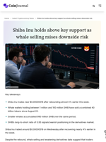Shiba Inu holds above key support as whale selling raises downside risk
