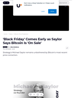'Black Friday' Comes Early as Saylor Says Bitcoin Is 'On Sale' - U.Today
